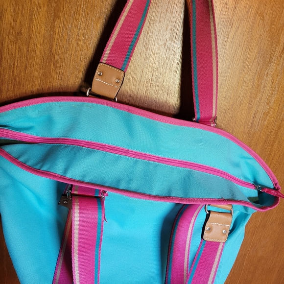 Lily Bloom NWT Handbag Beachbag Tote Oasis Pattern Turquoise/Pink - Picture 3 of 8